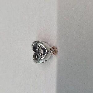 Pandora Sister Silver Heart Charm with Gold Accent (Read Description)